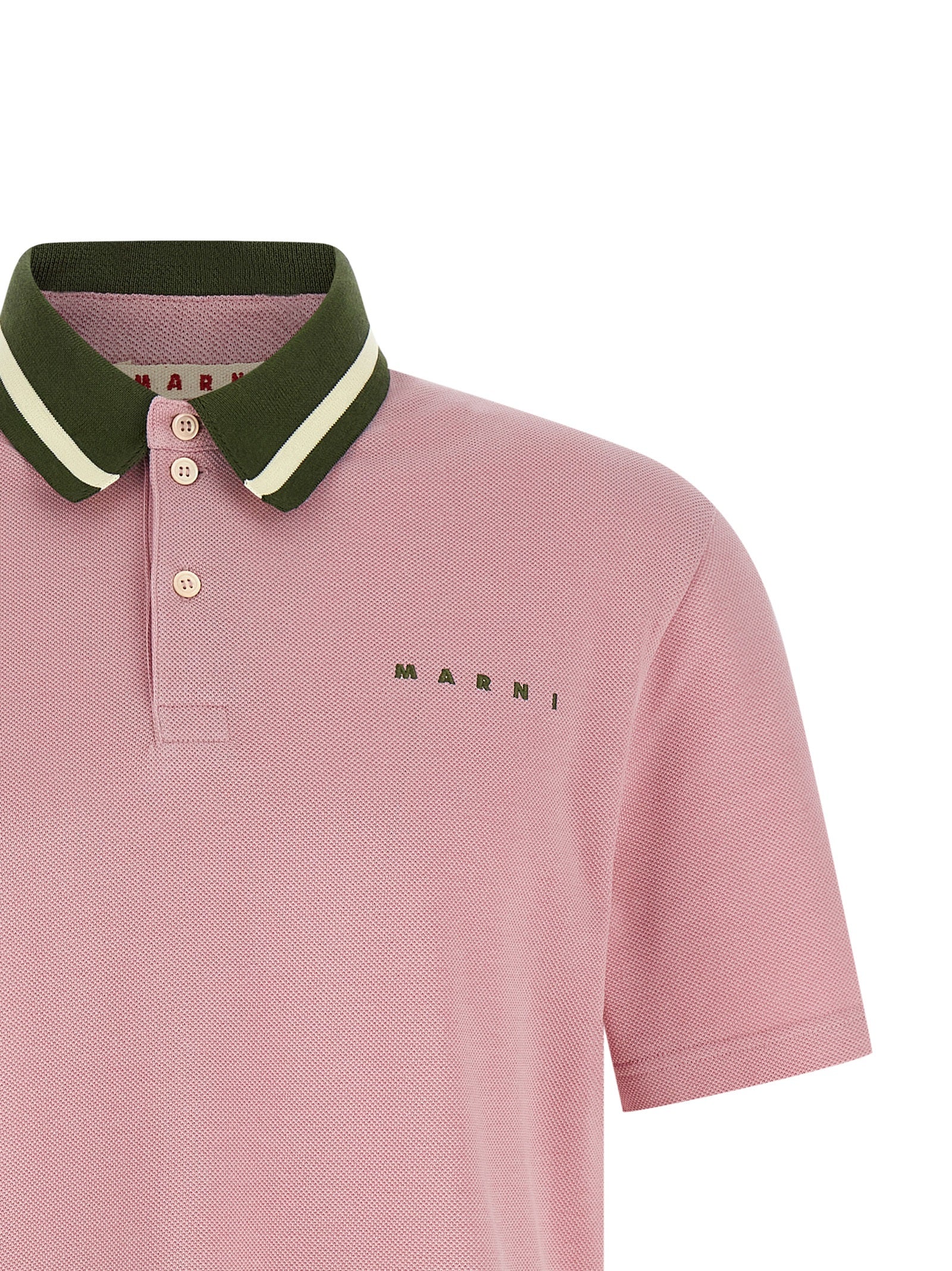 MARNI - MARNI Men’s Piqué Cotton Polo Shirt Pink - Men’s Tops