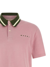 MARNI - MARNI Men’s Piqué Cotton Polo Shirt Pink - Men’s Tops