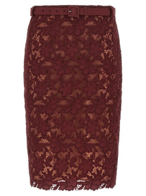 SELF PORTRAIT - SELF PORTRAIT - ’Burgundy Guipure Lace Midi’ skirt - Women’s Bottoms