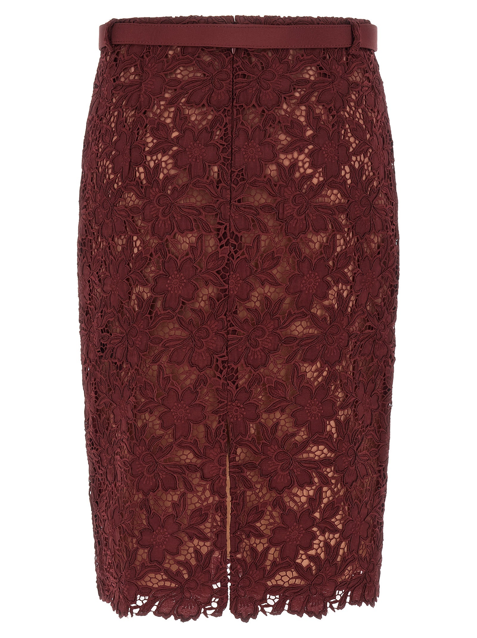 SELF PORTRAIT - SELF PORTRAIT - ’Burgundy Guipure Lace Midi’ skirt - Women’s Bottoms