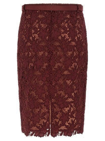 SELF PORTRAIT - SELF PORTRAIT - ’Burgundy Guipure Lace Midi’ skirt - Women’s Bottoms