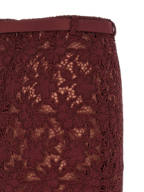 SELF PORTRAIT - SELF PORTRAIT - ’Burgundy Guipure Lace Midi’ skirt - Women’s Bottoms