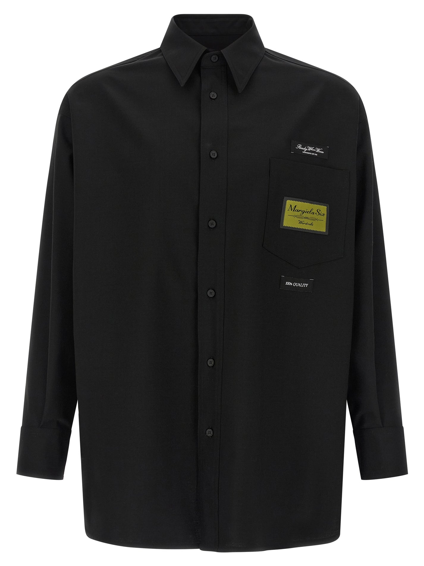 MM6 MAISON MARGIELA - MM6 MAISON MARGIELA Men’s Jacquard Label Shirt Black - Men’s Tops