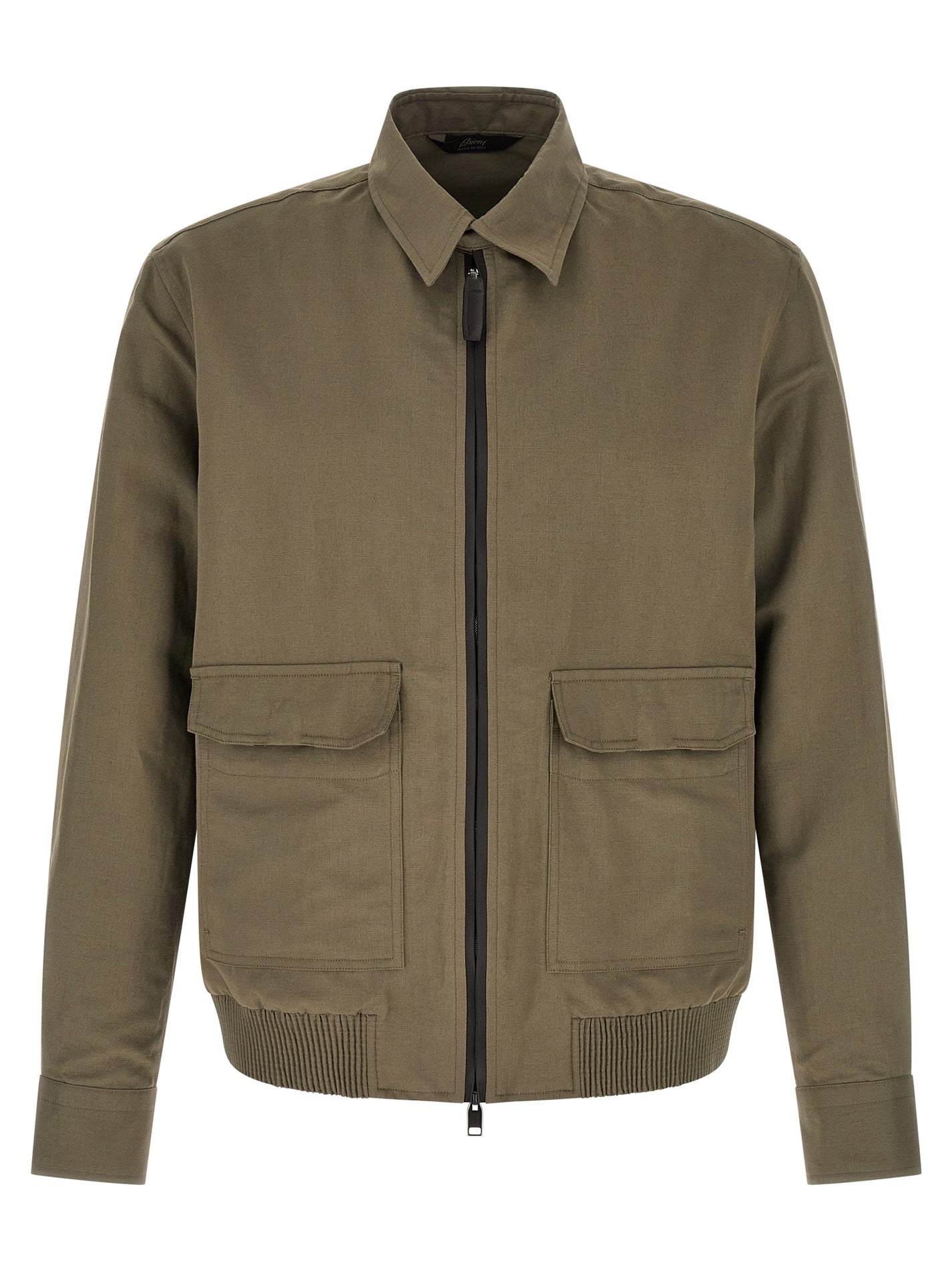BRIONI - BRIONI Men’s Linen Cotton Blouson Green - Men’s Outerwear