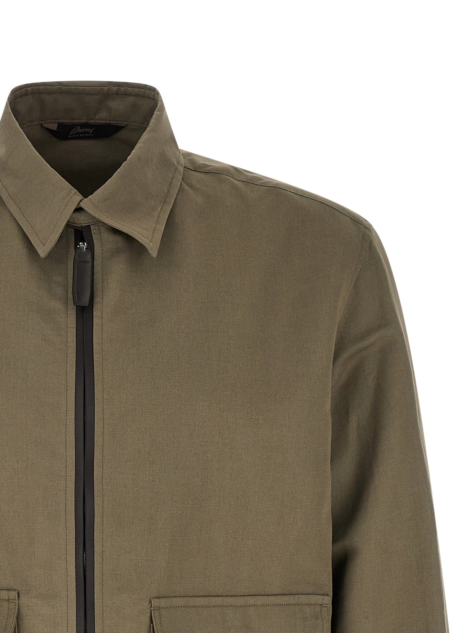 BRIONI - BRIONI Men’s Linen Cotton Blouson Green - Men’s Outerwear