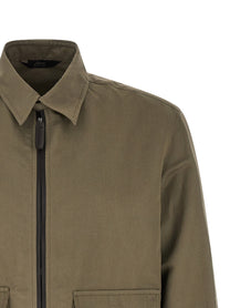 BRIONI - BRIONI Men’s Linen Cotton Blouson Green - Men’s Outerwear