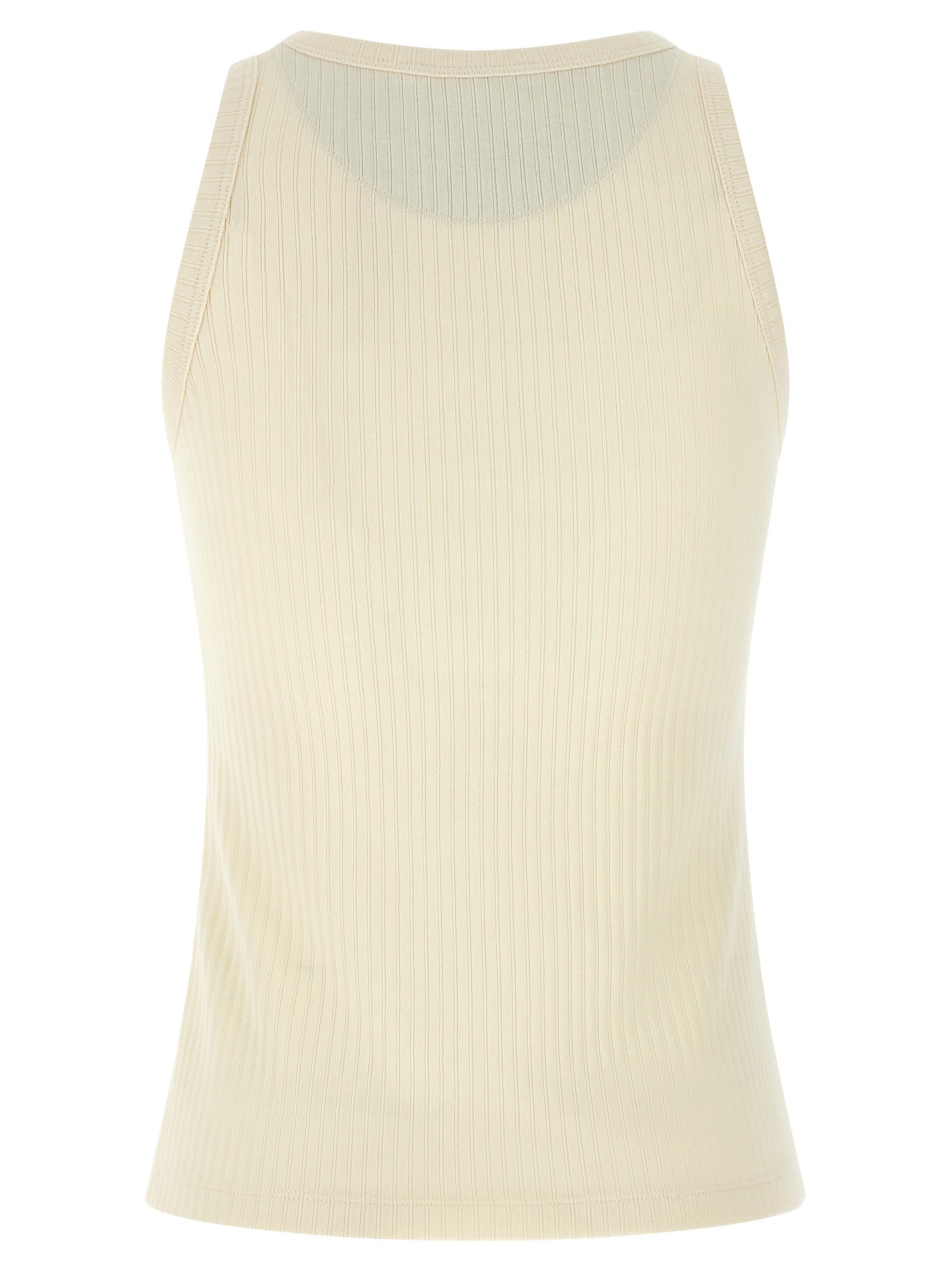 MARNI - MARNI Women’s Logo Patch Tank Top Beige - Women’s Tops