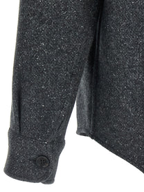 ZEGNA - ZEGNA Men’s MéLange Overshirt Gray - Men’s Tops