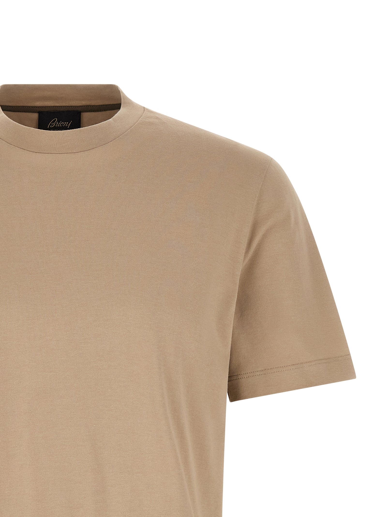 BRIONI - BRIONI Men’s Carbonated Cotton T-Shirt Beige - Men’s Tops
