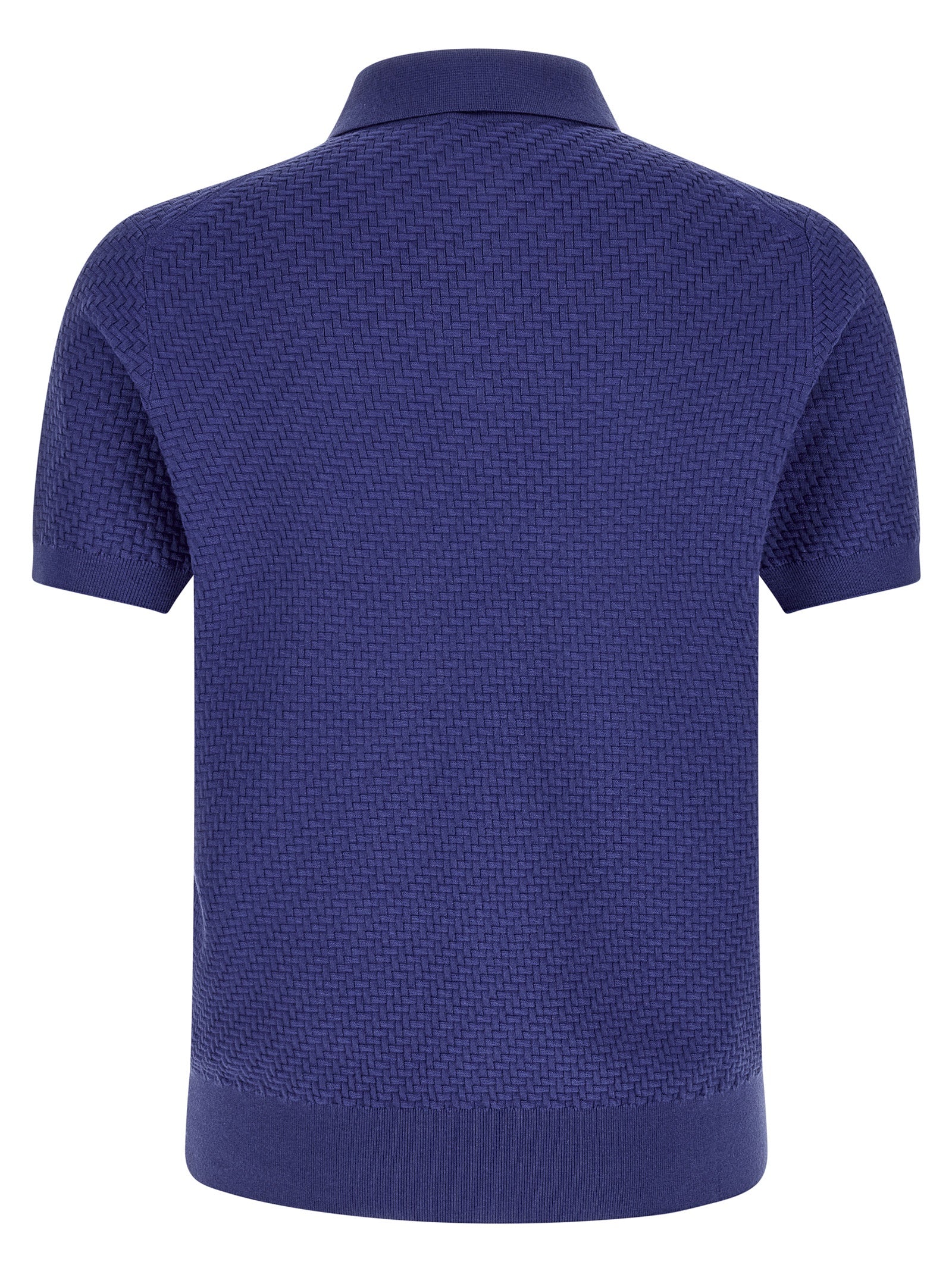 BRIONI - BRIONI Men’s Weaving Polo Plot Blue - Men’s Tops