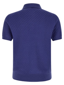 BRIONI - BRIONI Men’s Weaving Polo Plot Blue - Men’s Tops
