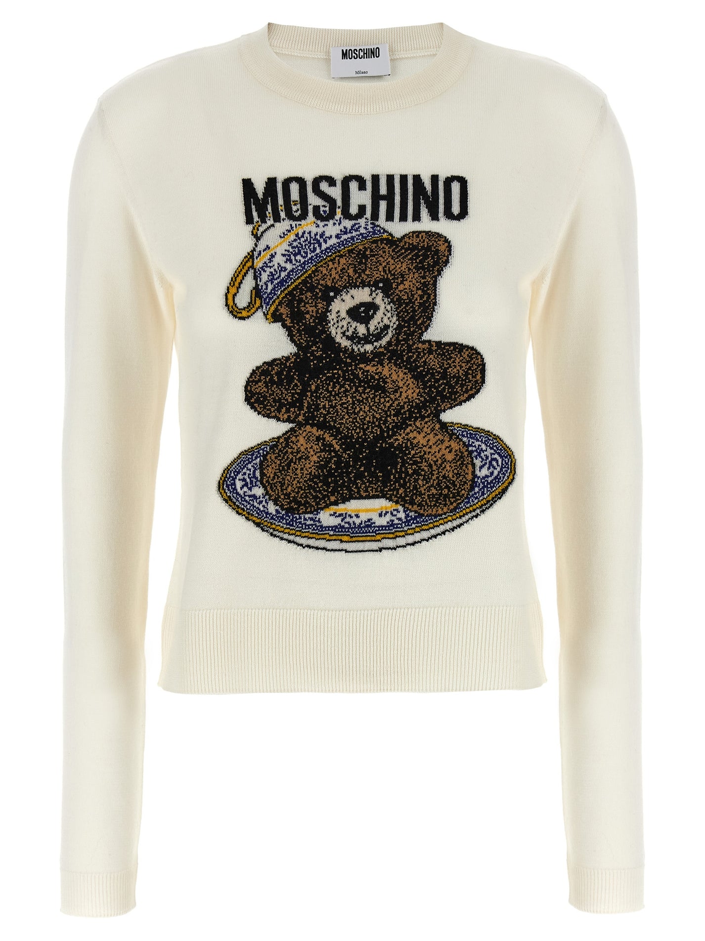 MOSCHINO - MOSCHINO Women’s Teddy Sweater White - Women’s Knitwear