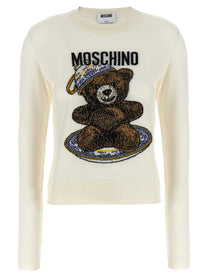 MOSCHINO - MOSCHINO Women’s Teddy Sweater White - Women’s Knitwear