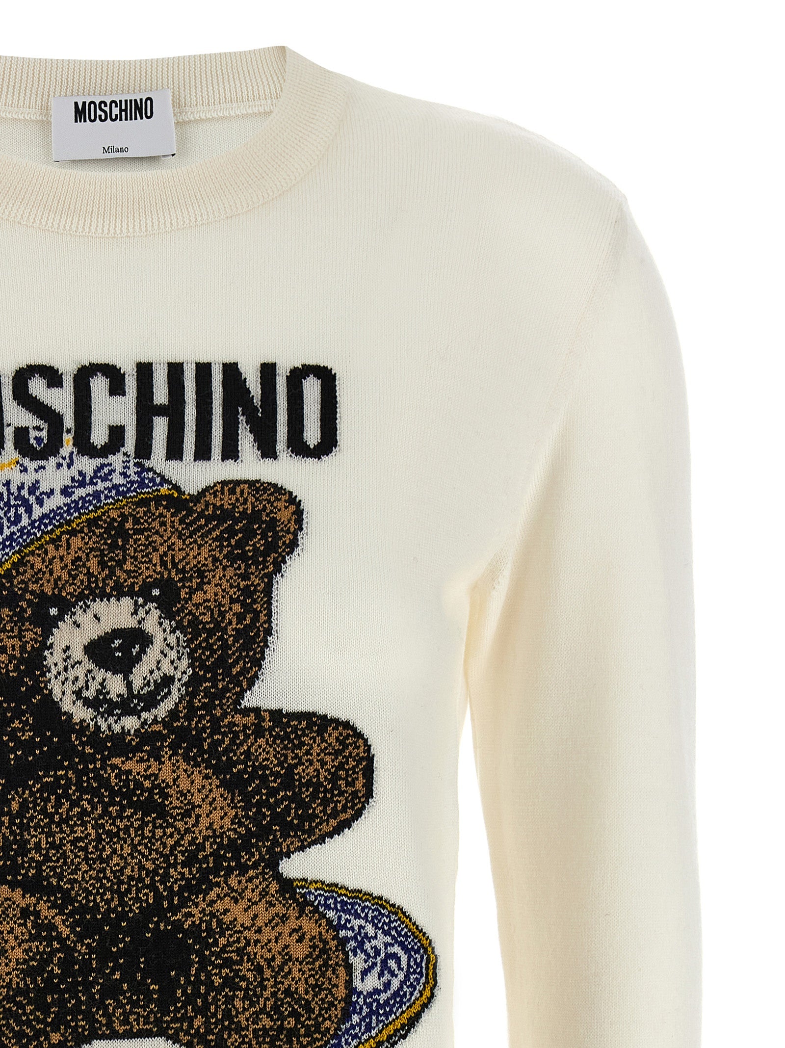 MOSCHINO - MOSCHINO Women’s Teddy Sweater White - Women’s Knitwear