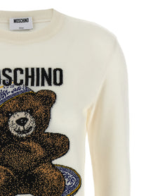MOSCHINO - MOSCHINO Women’s Teddy Sweater White - Women’s Knitwear