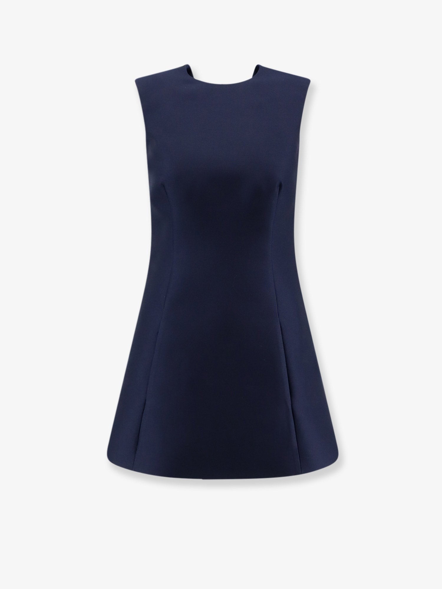 Balenciaga Women's Line Merino Wool and Silk Blend Short Dress Blue