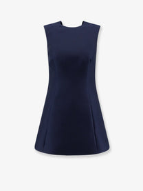 Balenciaga Women's Line Merino Wool and Silk Blend Short Dress Blue