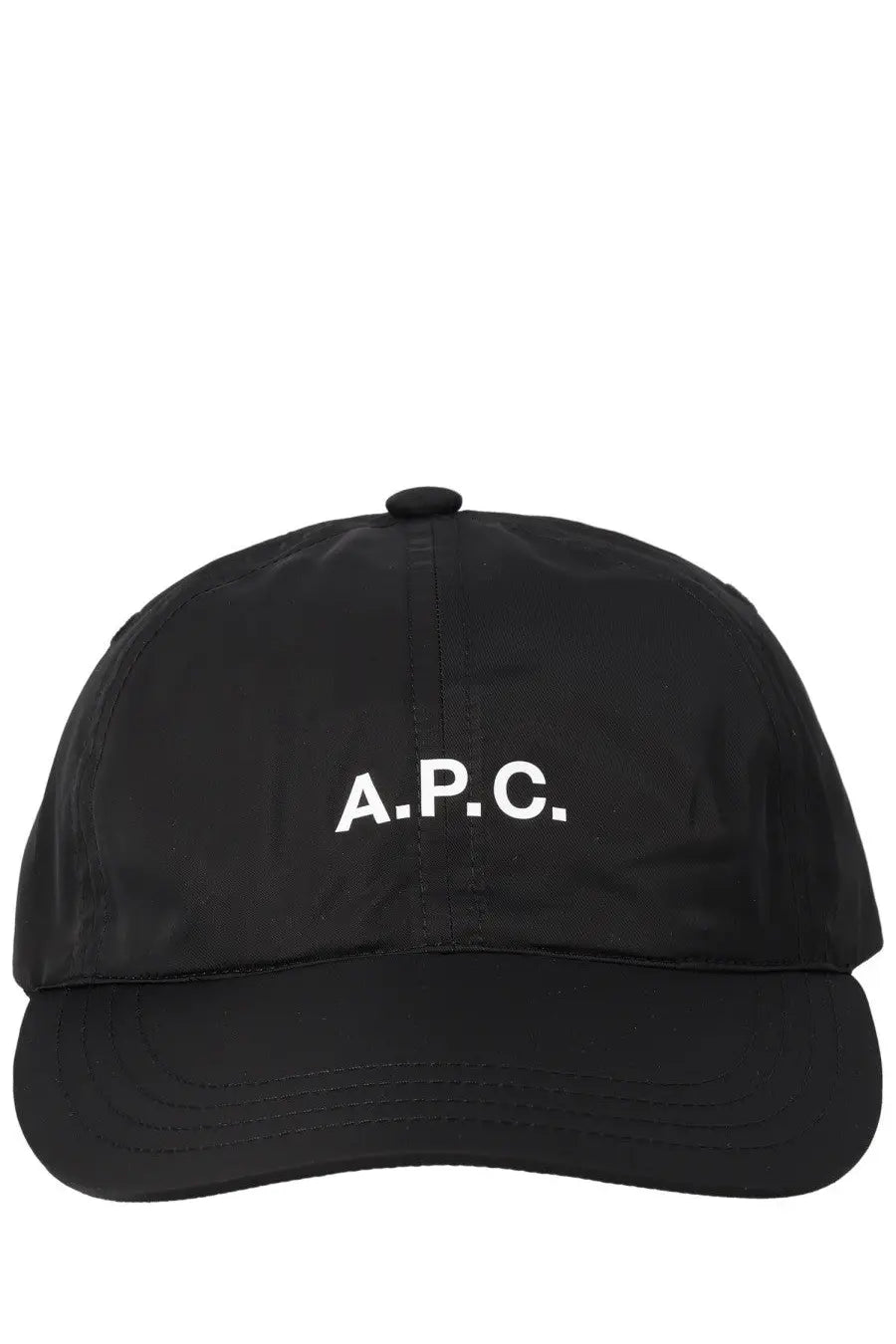 Black a.p.c. men’s baseball hat in black cotton featuring adjustable strap and embroidered logo