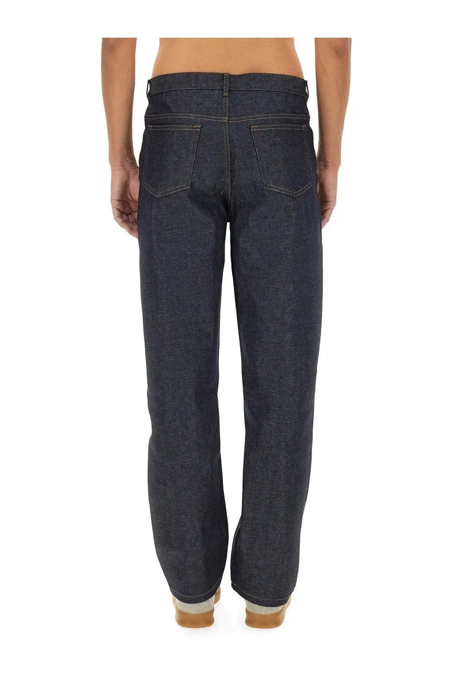 A.p.c men’s fairfax jeans blue dark indigo denim with straight-leg cut and classic back pockets shown from the back
