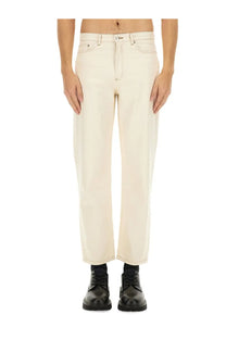 A.P.C men’s martin beige cream-colored straight-leg denim jeans with minimalist design and subtle stitching details