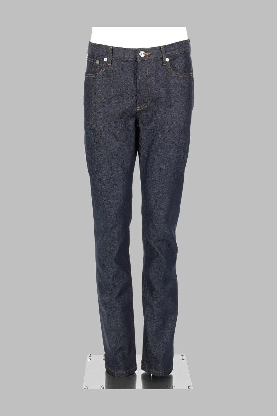 A.P.C men’s dark indigo denim jeans petit new standard blue with classic straight-leg cut and silver-toned hardware
