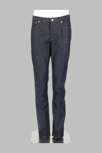 A.P.C men’s dark indigo denim jeans petit new standard blue with classic straight-leg cut and silver-toned hardware