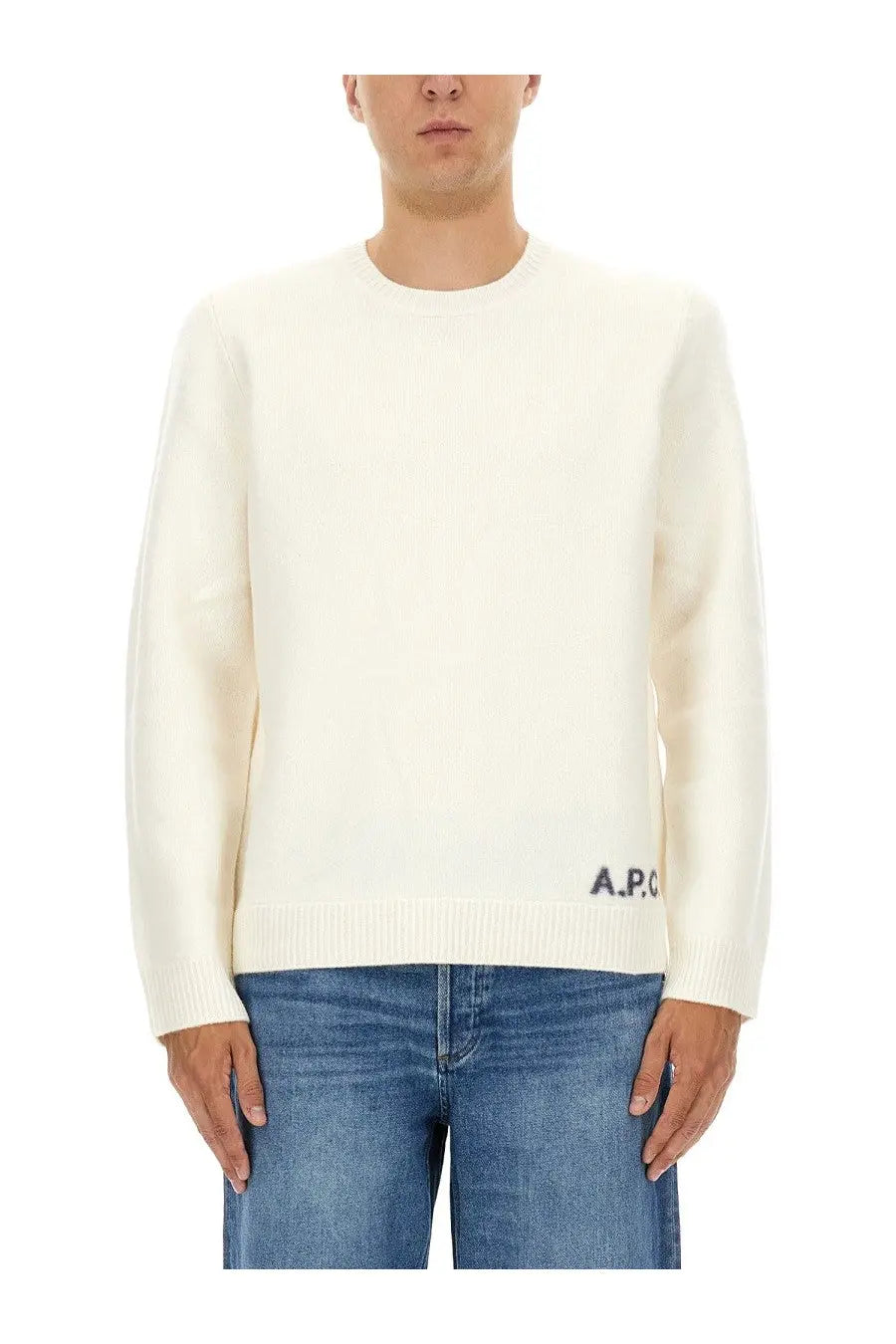 Cream-colored a.p.c men’s jersey edward white made of soft cotton for casual wear shown from the front