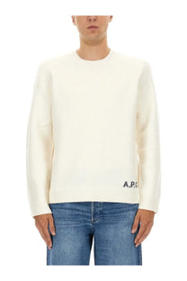 Cream-colored a.p.c men’s jersey edward white made of soft cotton for casual wear shown from the front