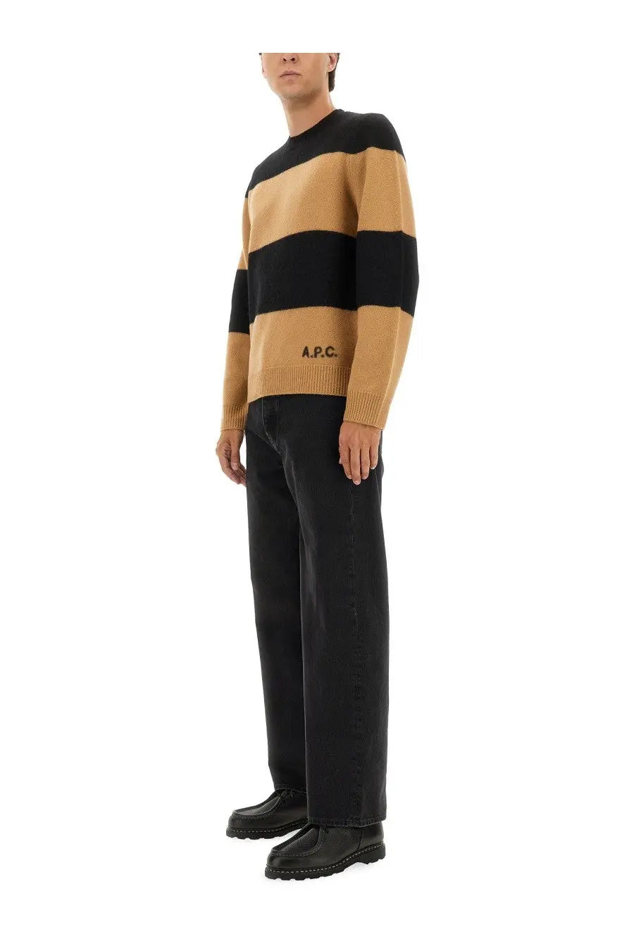 A.P.C men’s black jersey Edwardo showcasing soft fabric and casual style from the front view