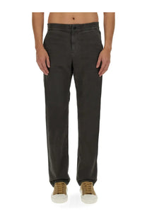 A.P.C men’s dark gray relaxed-fit chino pants with a drawstring waistband for casual wear