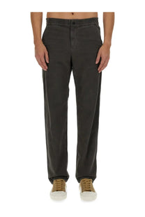 A.P.C men’s chuck grey dark gray relaxed-fit chino pants with elastic waistband and cuffed hems