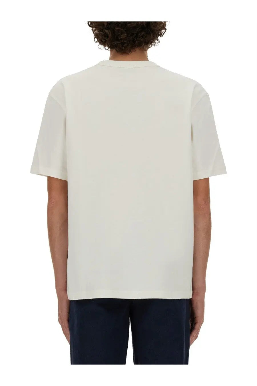 A.P.C men’s boxy white cream-colored relaxed-fit cotton t-shirt with crew neck and short sleeves