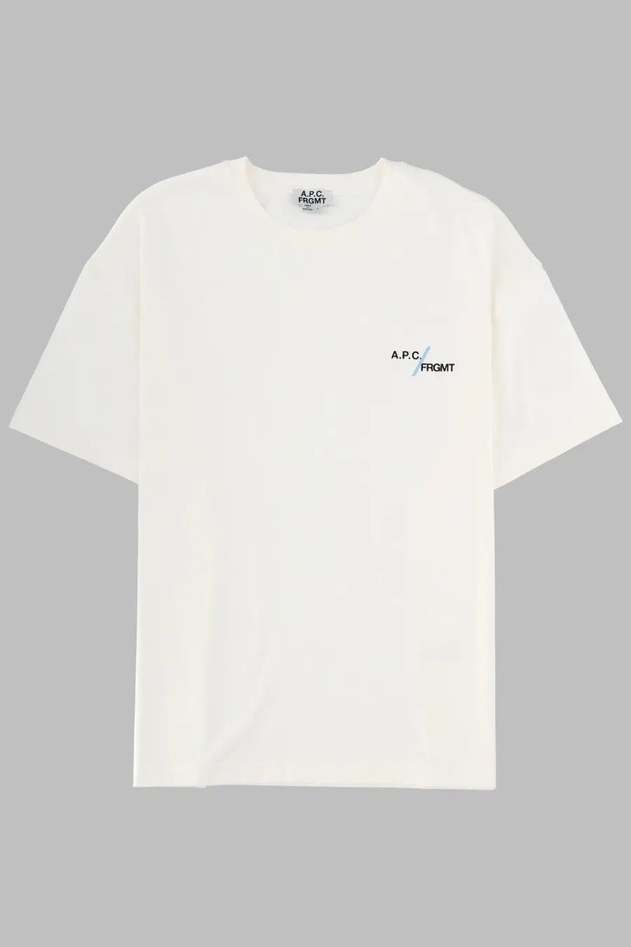 A minimalist off-white cotton t-shirt with subtle embroidered a.p.c. logo from a.p.c mens shirt con white collection