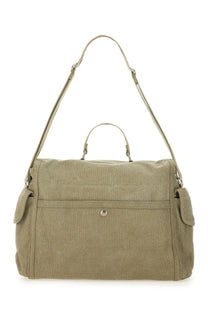A.p.c men’s brown canvas messenger bag with adjustable shoulder strap and front flap closure