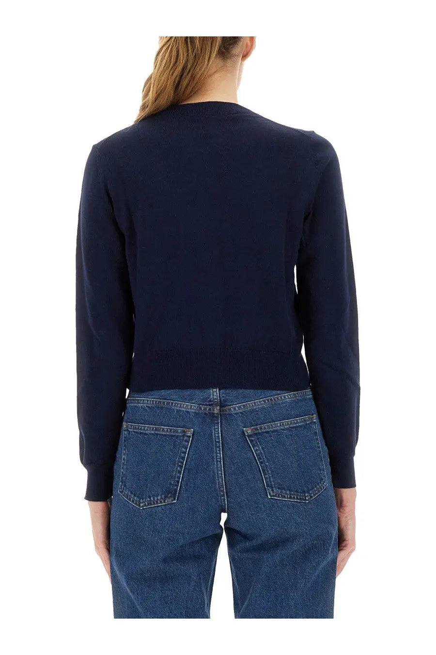 A.p.c women’s cardigan blue navy long-sleeved knit sweater made of soft material for versatile layering