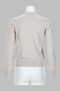 Beige merino wool crew neck sweater with ribbed cuffs in A.P.C womens cardigan lana grey style