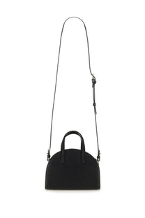 A.P.C women’s demi lune tote bag small black leather mini satchel with curved top and dual handles