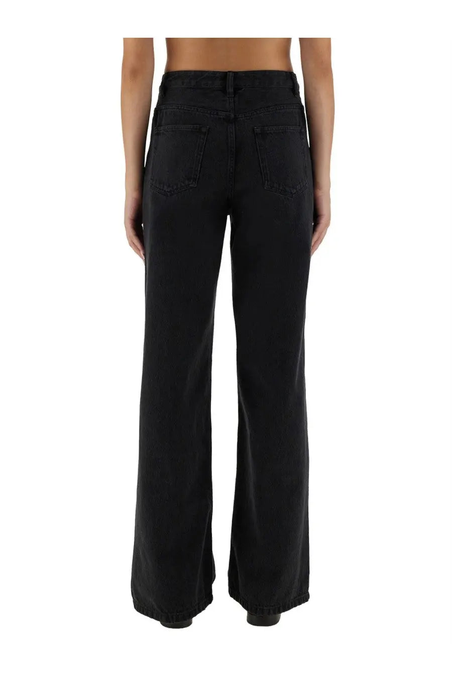 A.p.c women’s elizabeth black high-waisted wide-leg denim jeans shown from the back with classic pockets