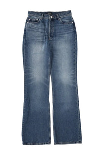 A.p.c women’s high-waisted denim jeans in faded blue wash with subtle whiskering details