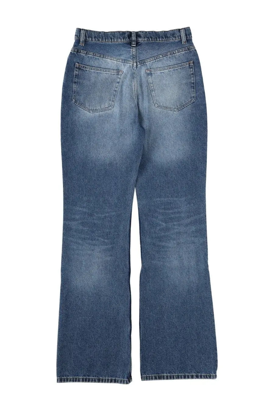 A.P.C women jeans Romy blue medium-wash denim with straight-leg cut shown from the back with classic pockets