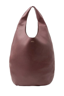A.P.C women’s LE Neige bag red is a sleek burgundy leather hobo bag with a minimalist design and subtle brand logo
