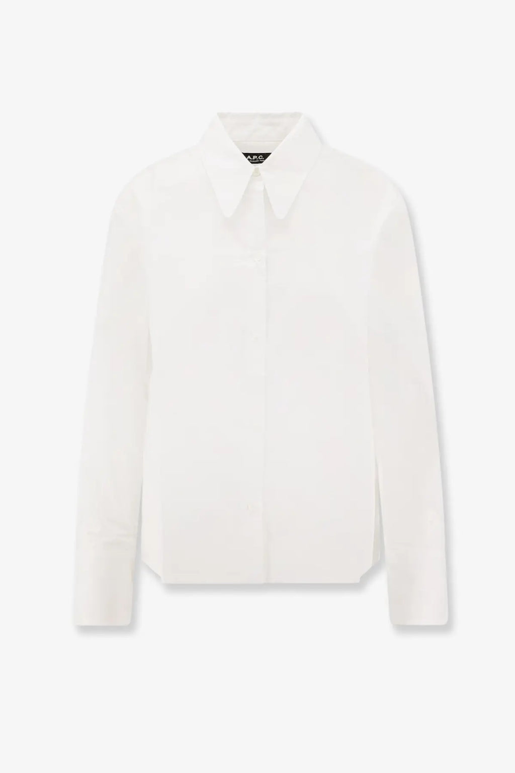 A.P.C women’s organic cotton white long-sleeved shirt with classic collar and clean lines