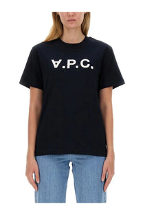 Black a.p.c women’s con blue shirt made from lightweight cotton ideal for casual wear