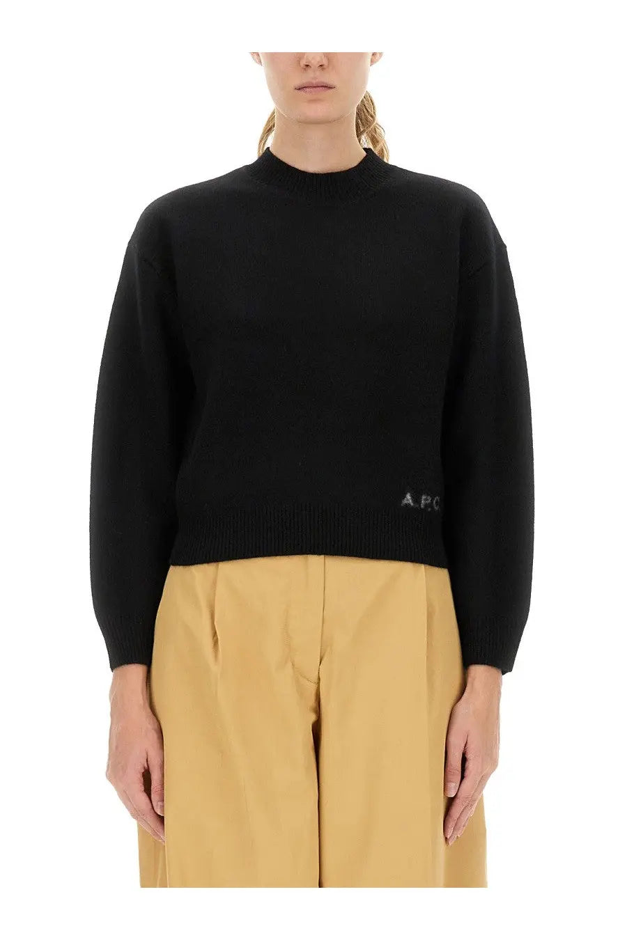 Black A.P.C. women’s shirt Esther in cotton blend fabric with classic fit and minimalist design