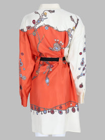 Versace Women's Twill Silk Chemisier Dress Orange, view 2