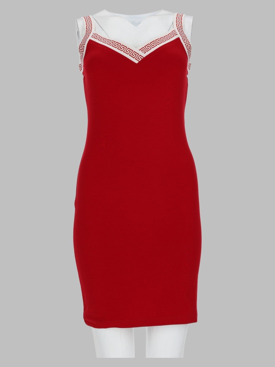 Versace Women's Dress with Motif Jacquard Red