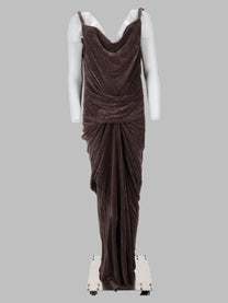 Rick Owens Women's Abito Drappeggiato in Velluto Brown