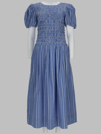 Ganni Women's Abito in Cotone Righe Blue