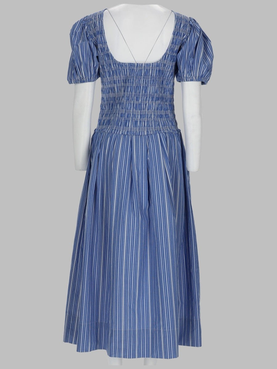 Ganni Women's Abito in Cotone Righe Blue