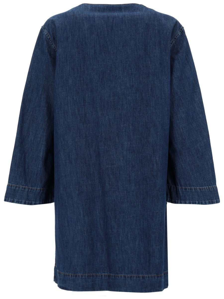 Valentino Women's Denim Chambray Dress Blue, view 3
